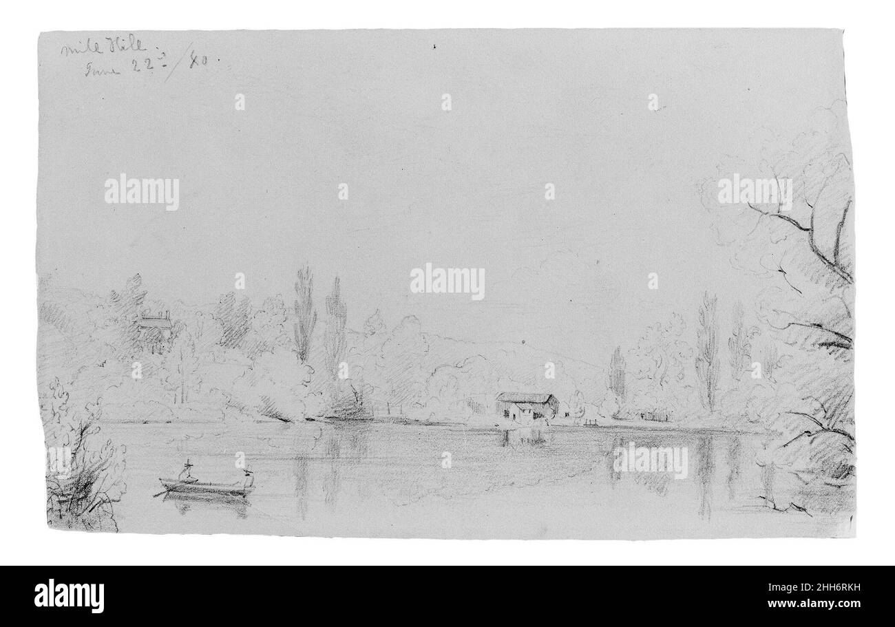Mill Hill 1840 William Sidney Mount American. Mill Hill. William Sidney Mount (americano, Setauket, New York 1807–1868 Setauket, New York). Americano. 1840. Grafite su carta a bricco di colore chiaro Foto Stock