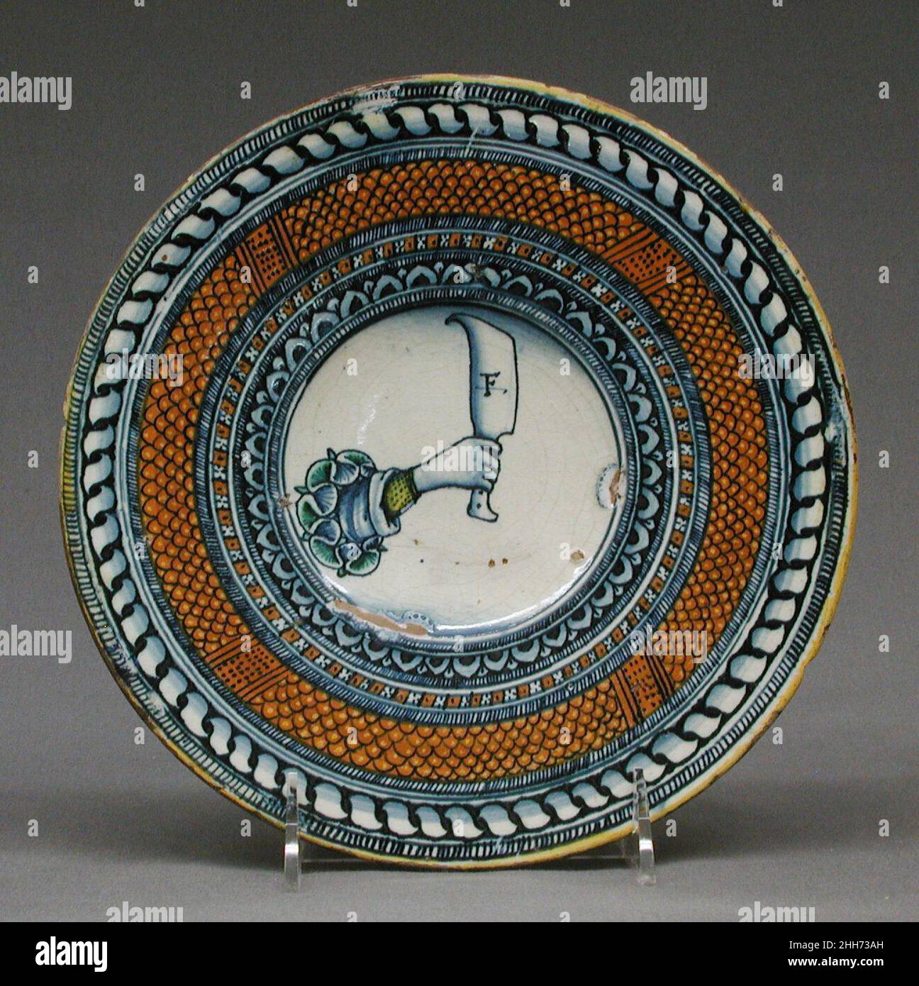 Piastra ca. 1510 Italiano, Deruta o Siena. Piastra. Italiano, Deruta o Siena. CA. 1510. Maiolica (terracotta stagnata). Ceramica-ceramica Foto Stock