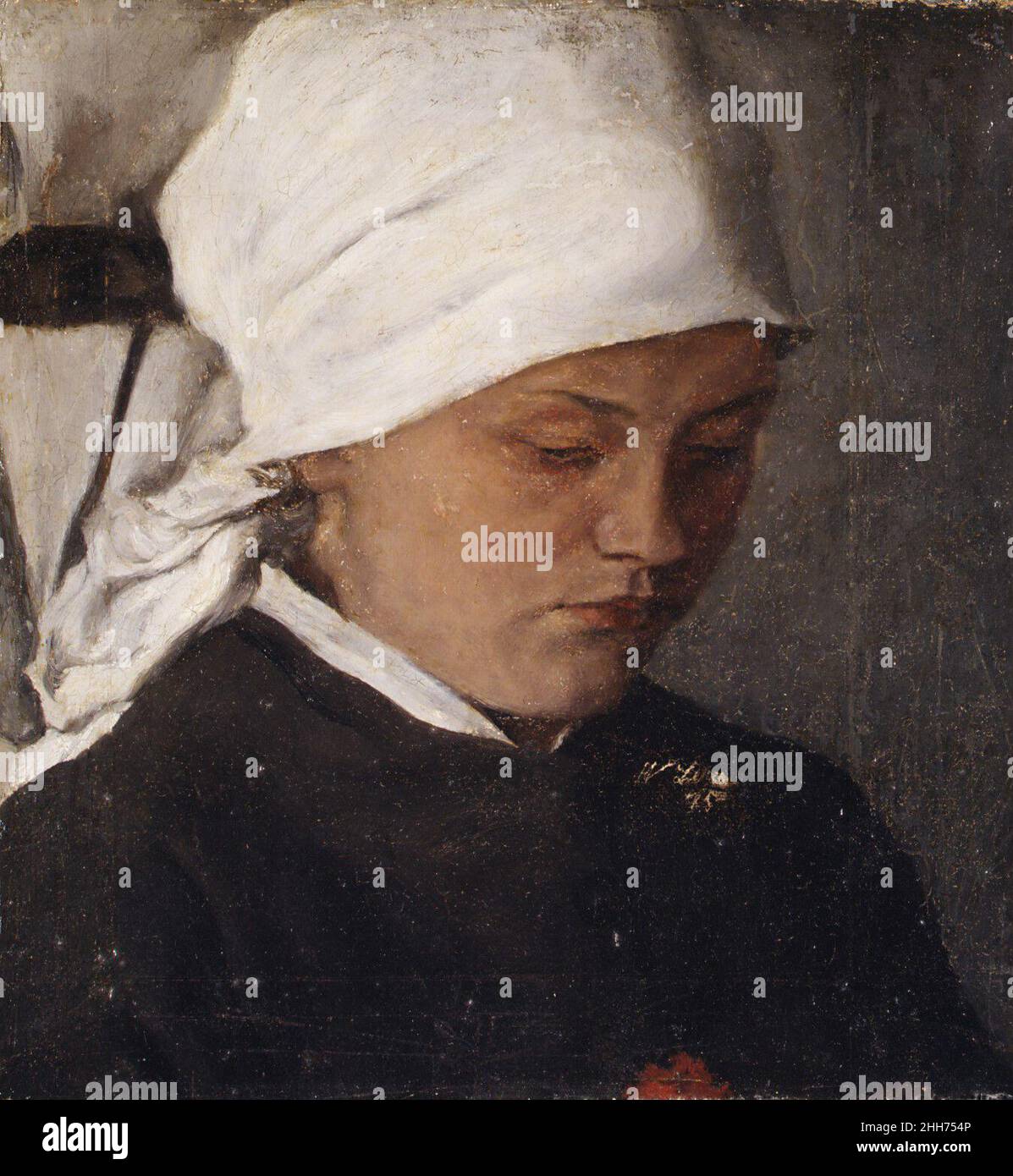 Ragazza contadina con una testa bianca 1885 Wilhelm Leibl tedesco. Ragazza contadina con una testa bianca 436867 Foto Stock