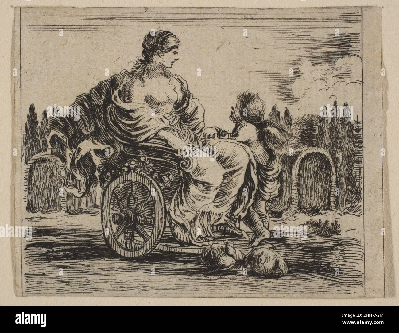 Venere, dal 'gioco della mitologia' (Jeu de la Mythologie) 1644 inciso da Stefano della Bella italiano. Venere, dal 'gioco della mitologia' (Jeu de la Mythologie) 376747 Foto Stock