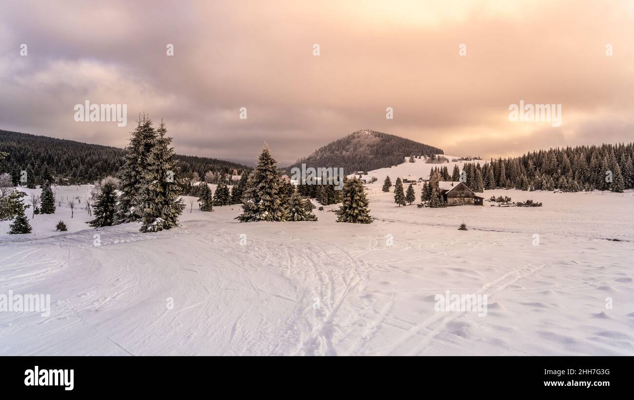 Paesaggio invernale dei Monti Jizera Foto Stock