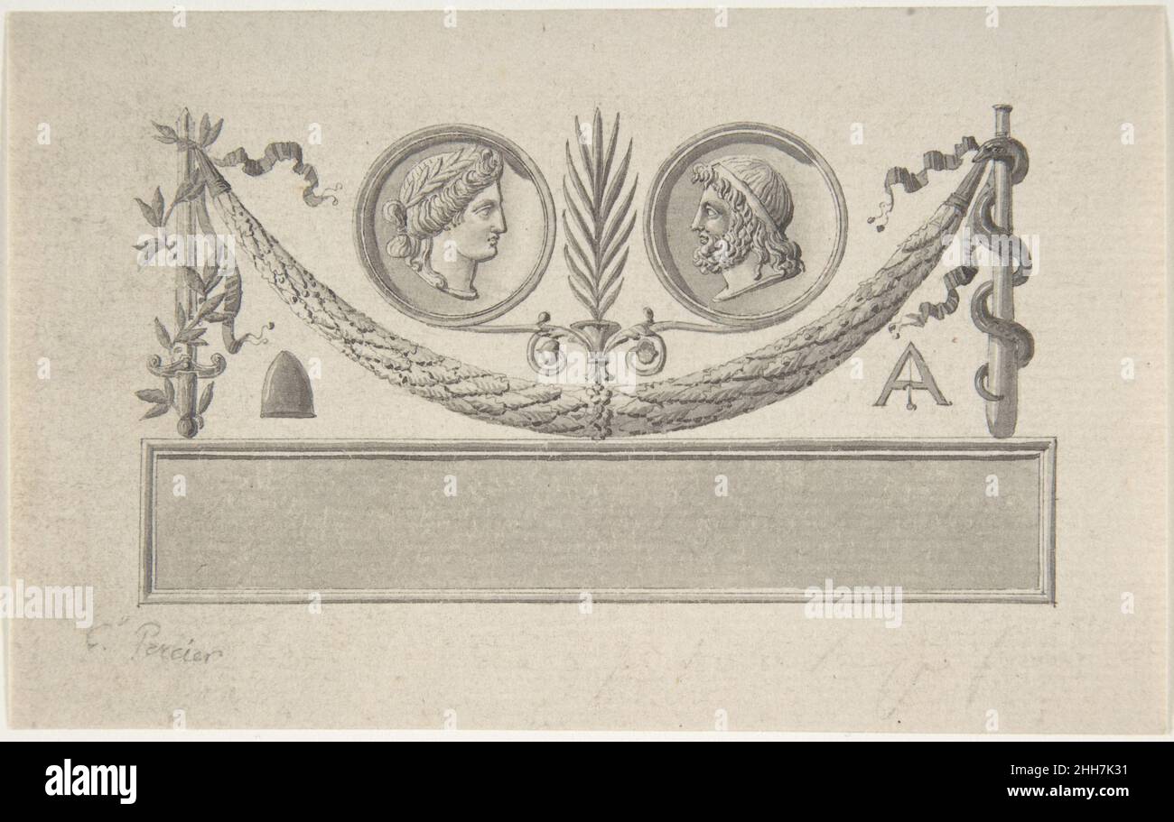 Vignetta con due medaglioni ritratto Charles Percier francese. Vignetta con due medaglioni Ritratto 335969 Foto Stock