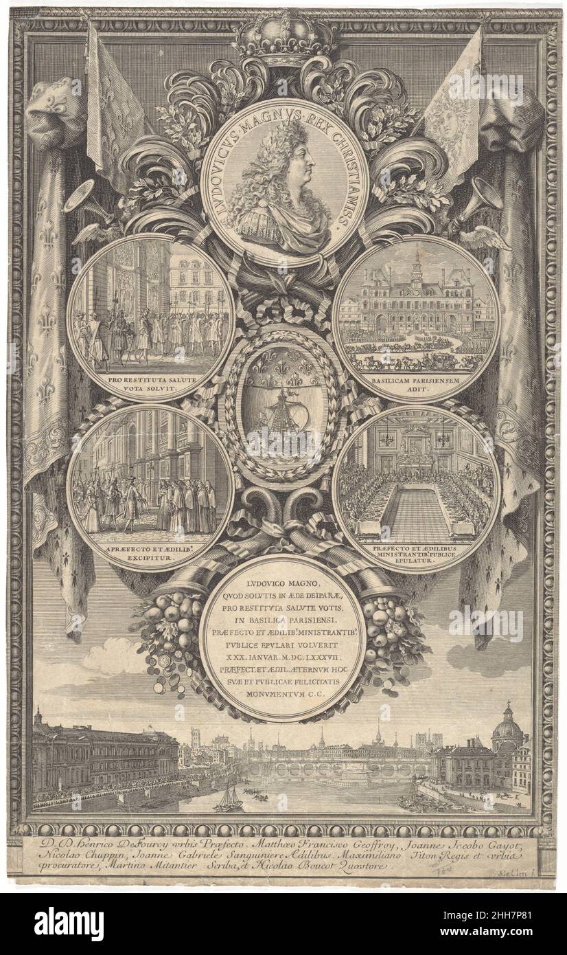 L'accoglienza di Luigi XIV al Hôtel de Ville in occasione della sua ripresa, 30 gennaio 1687 1687 Sébastien Leclerc i francese. L'accoglienza di Luigi XIV al Hôtel de Ville in occasione della sua ripresa, 30 gennaio 1687 386305 Foto Stock