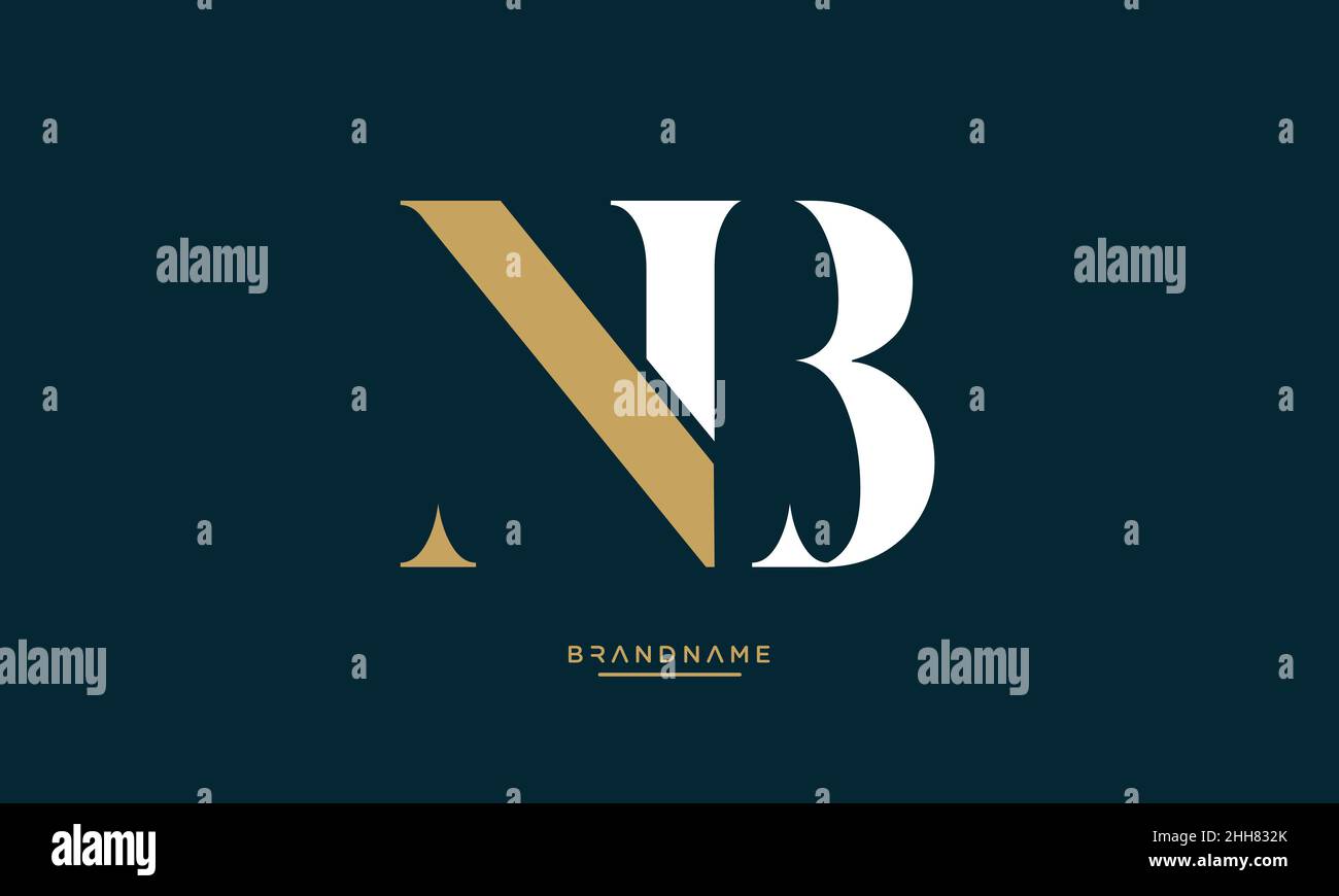 NB, BN, N, B lettera d'astratto emblema del logo Monogramma Illustrazione Vettoriale