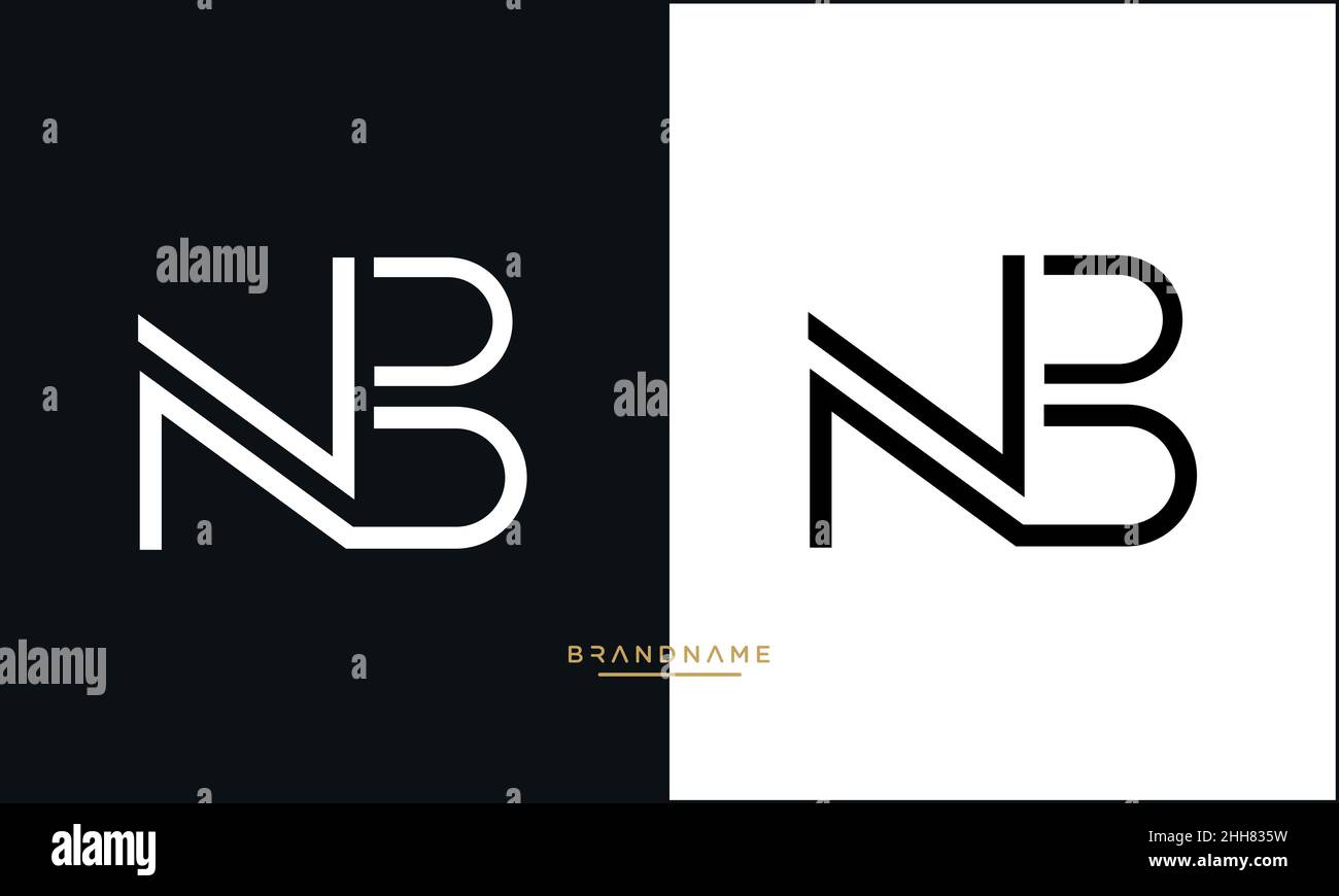 NB, BN, N, B lettera d'astratto emblema del logo Monogramma Illustrazione Vettoriale