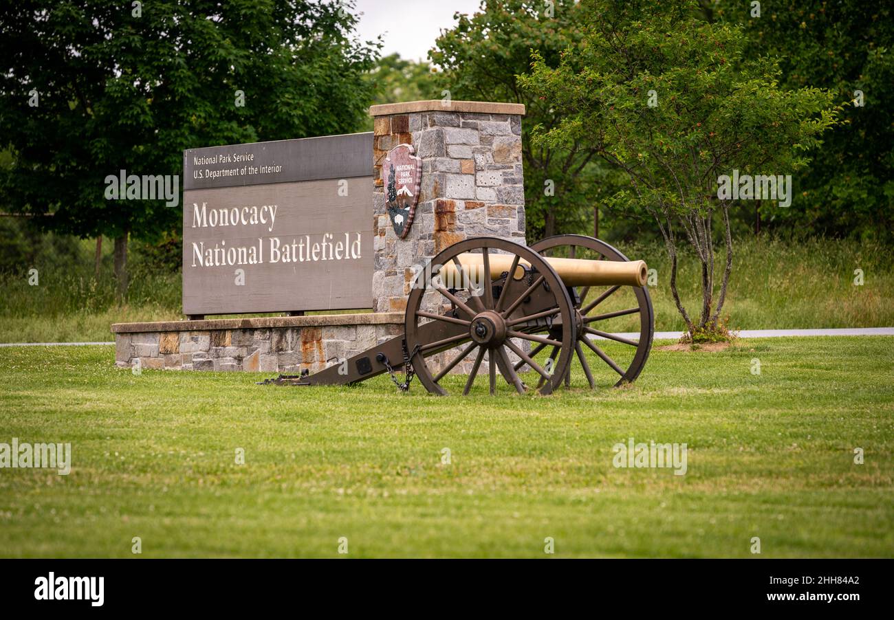 Ingresso al Monocacy National Battlefield Foto Stock