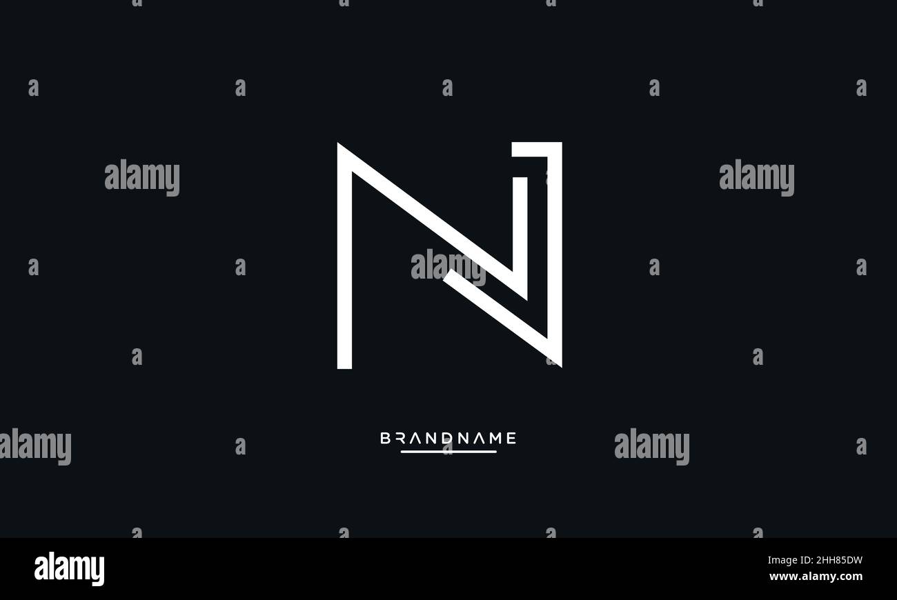 Alfabeto lettere NJ, LOGO JN emblema monogramma Illustrazione Vettoriale