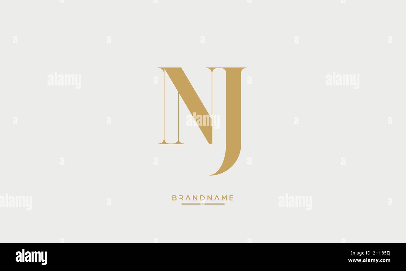 Alfabeto lettere NJ, LOGO JN emblema monogramma Illustrazione Vettoriale