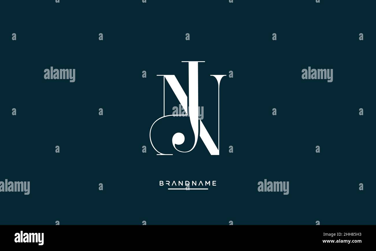 Alfabeto lettere NJ, LOGO JN emblema monogramma Illustrazione Vettoriale