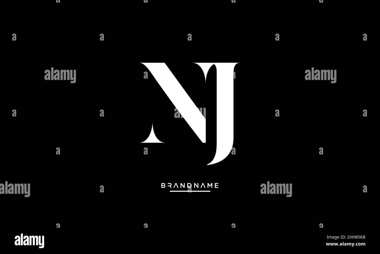 Alfabeto lettere NJ, LOGO JN emblema monogramma Illustrazione Vettoriale