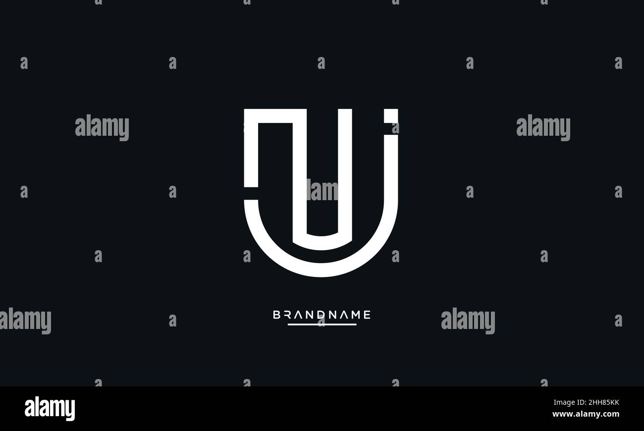 Alfabeto lettere NJ, LOGO JN emblema monogramma Illustrazione Vettoriale