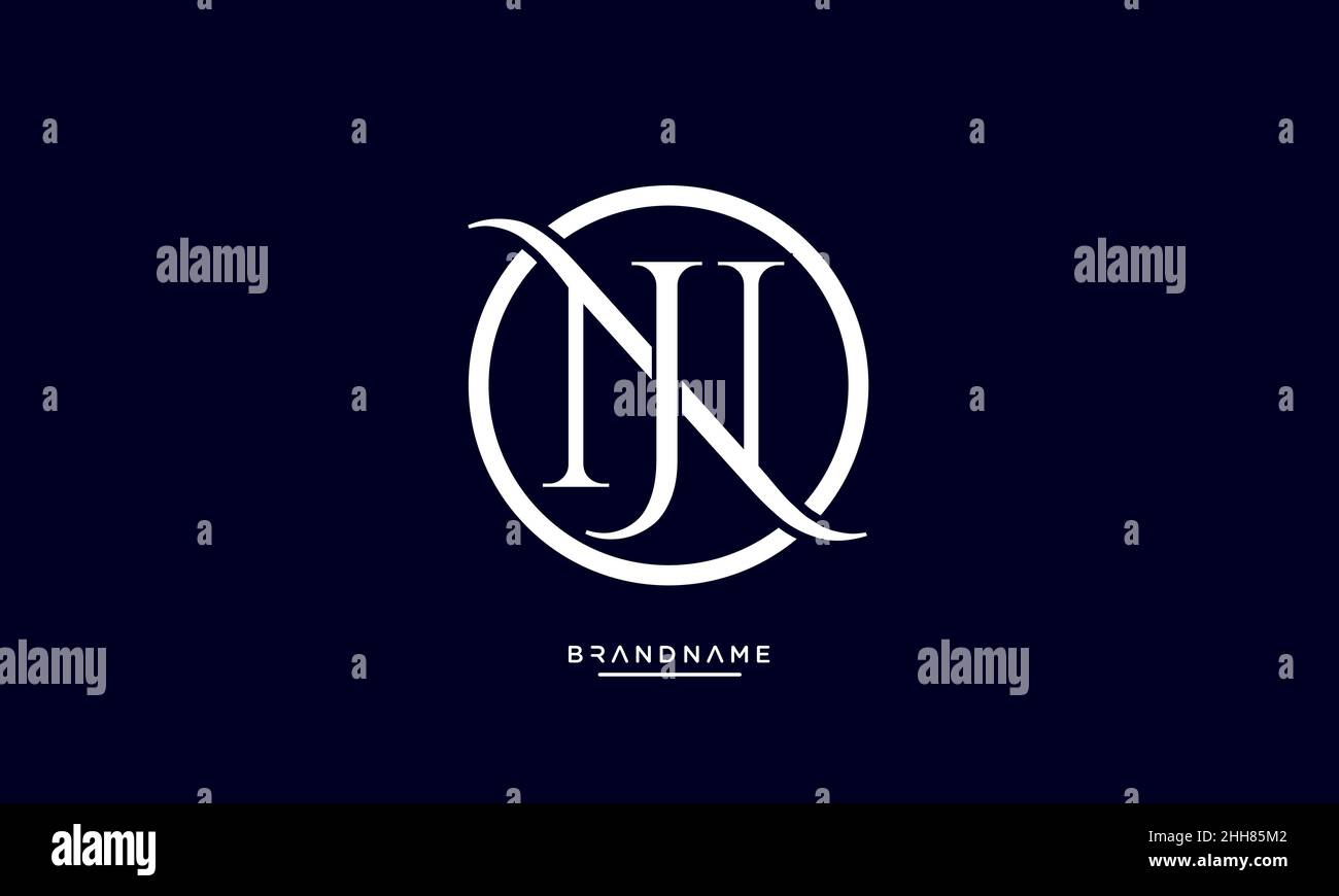 Alfabeto lettere NJ, LOGO JN emblema monogramma Illustrazione Vettoriale