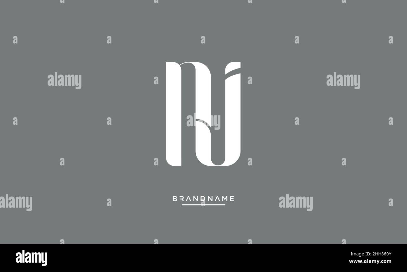 Alfabeto lettere NJ, LOGO JN emblema monogramma Illustrazione Vettoriale