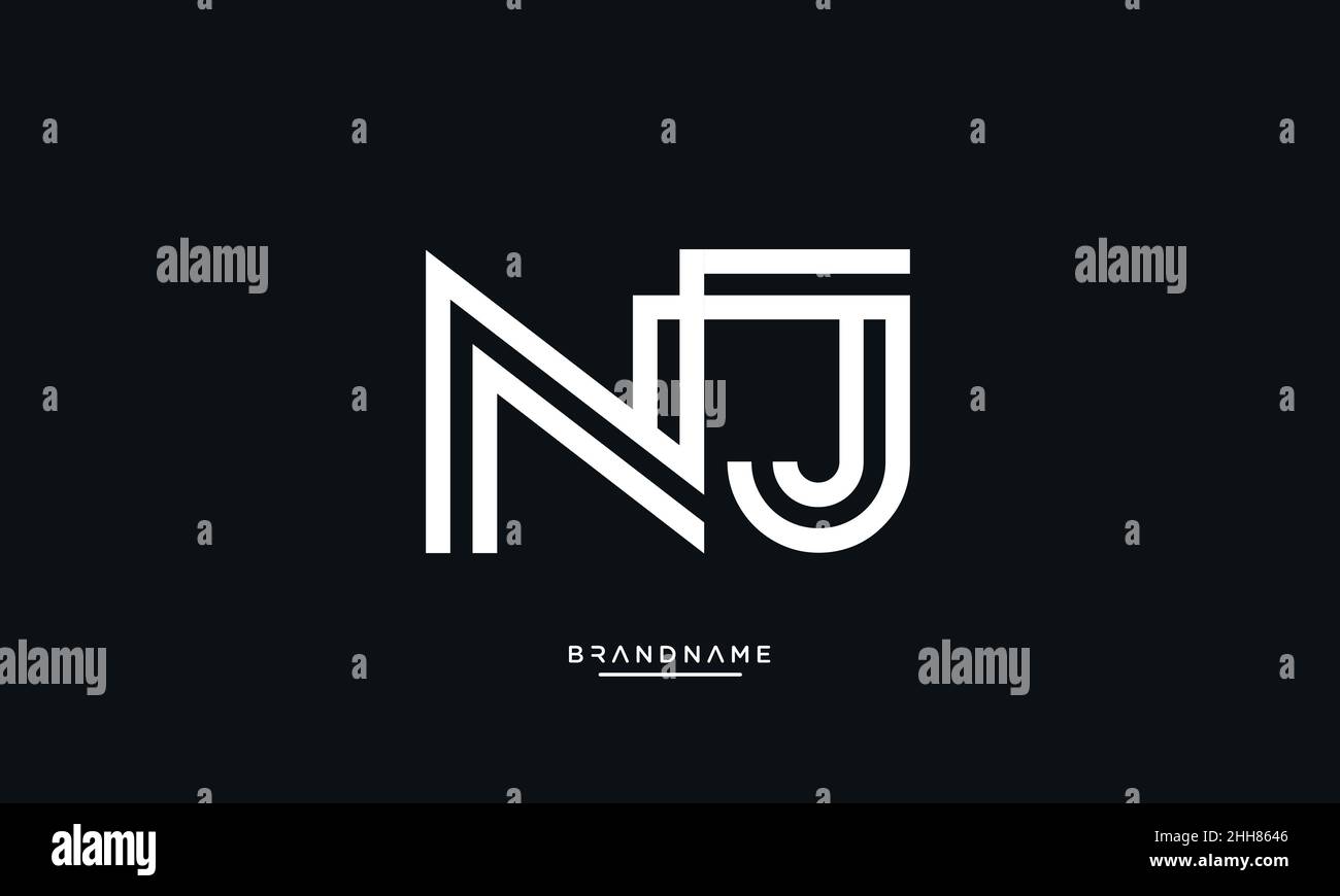 Alfabeto lettere NJ, LOGO JN emblema monogramma Illustrazione Vettoriale