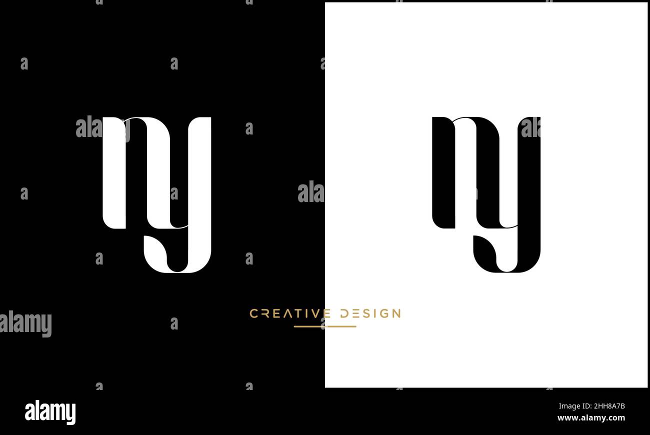 NY, YN Alphabet Letters Abstract Logo Vector Template Illustrazione Vettoriale