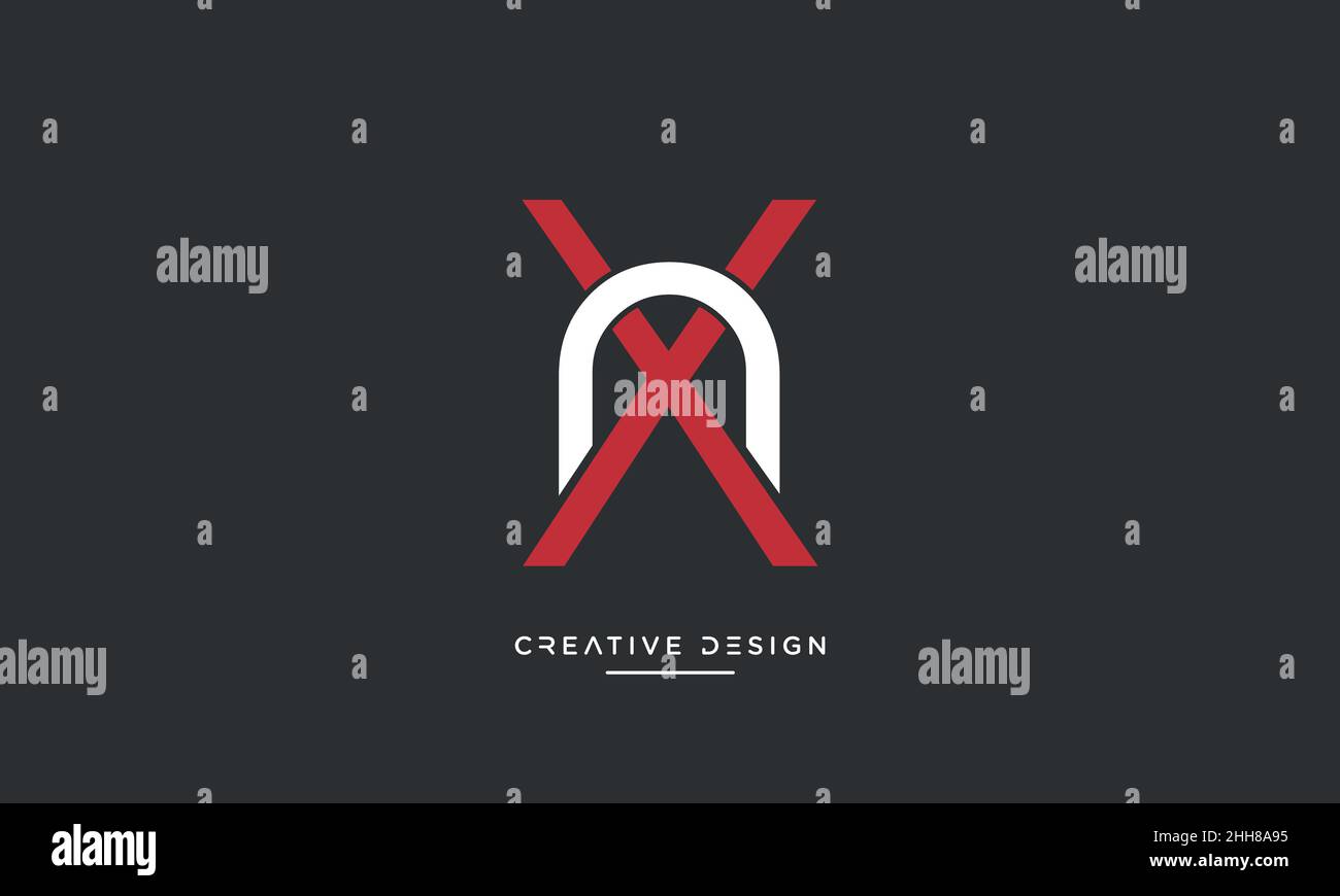 NX, XN alfabeto lettere astratto logo modello vettoriale Illustrazione Vettoriale