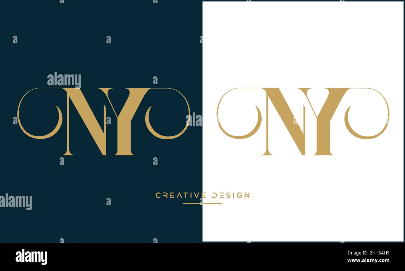 NY, YN Alphabet Letters Abstract Logo Vector Template Illustrazione Vettoriale