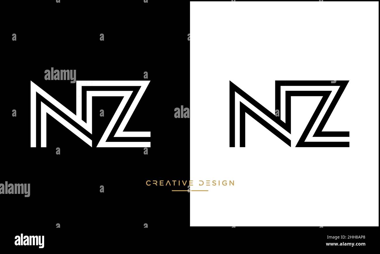 NZ, ZN Alphabet Letters Abstract Logo Vector Template Illustrazione Vettoriale