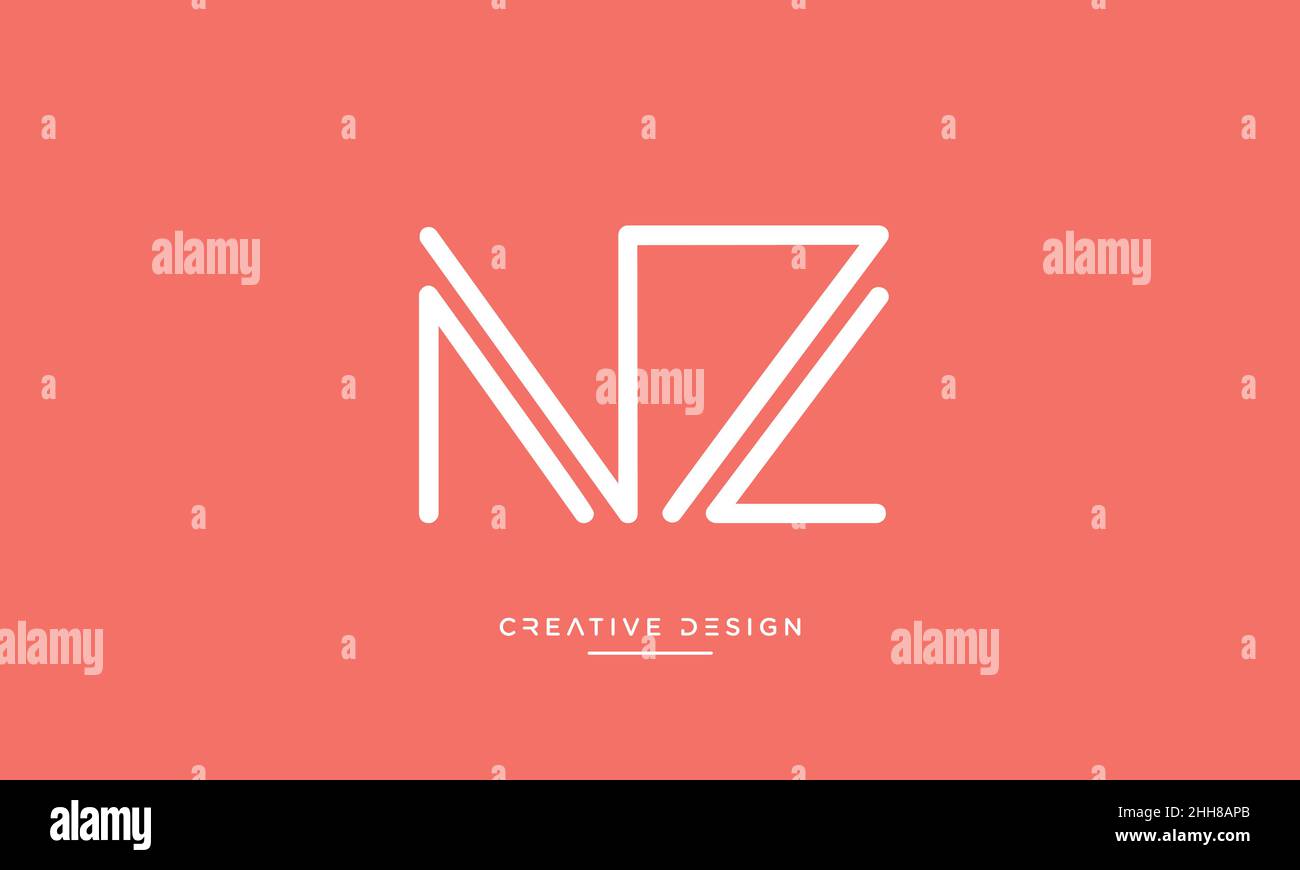 NZ, ZN Alphabet Letters Abstract Logo Vector Template Illustrazione Vettoriale