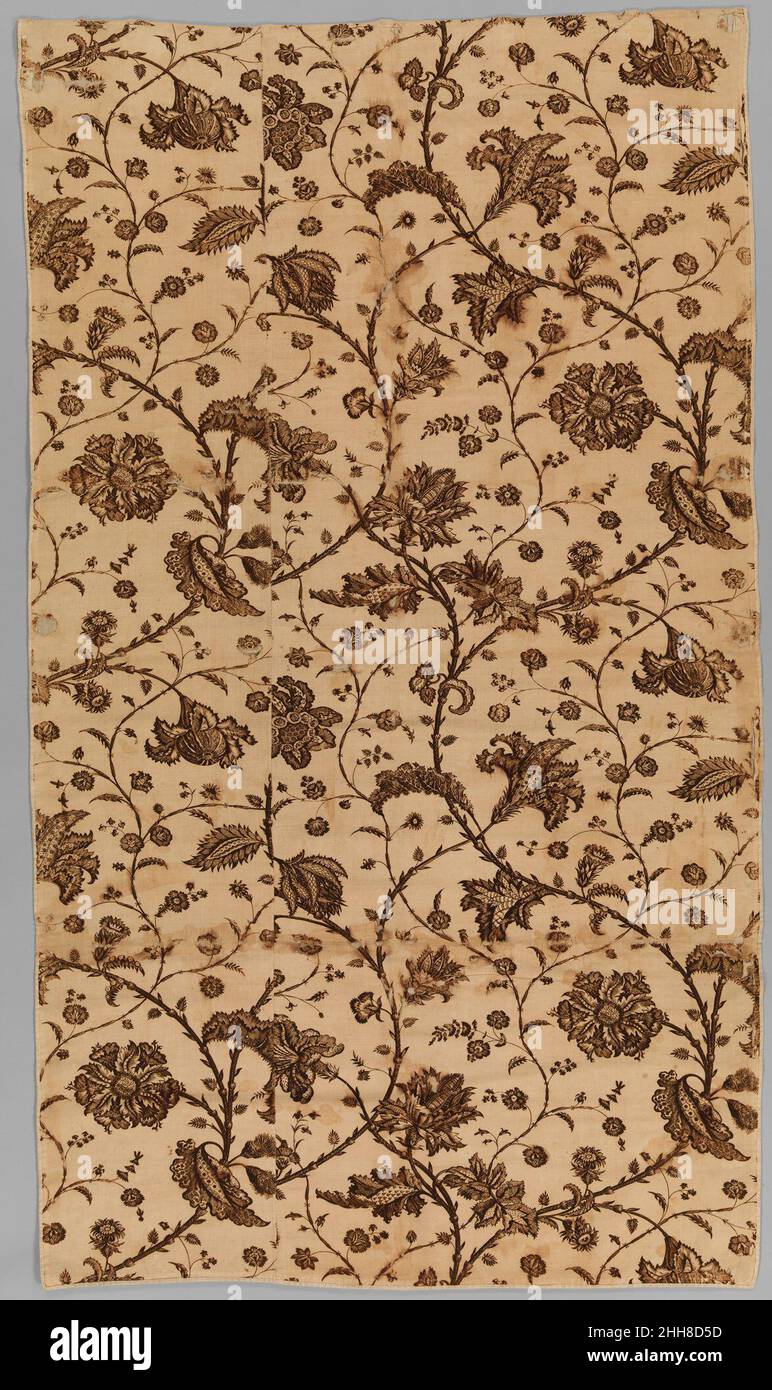 Cotone stampato floreale ca. 1780 britannico. Cotone stampato floreale. Inglese. CA. 1780. Cotone. Tessuto-stampato Foto Stock