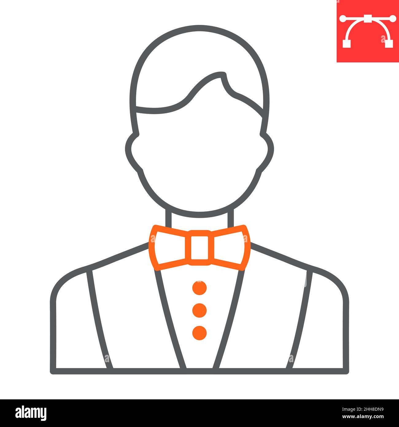 Icona linea croupier, rivenditore e operatore casinò, icona vettore croupier, grafica vettoriale, segno contorno tratto modificabile, eps 10. Illustrazione Vettoriale