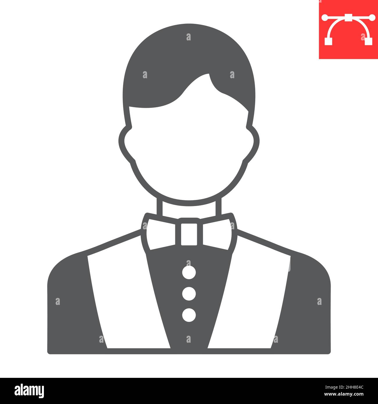 Icona del glifo croupier, commerciante e operatore del casinò, icona del vettore croupier, grafica vettoriale, segno solido del tratto modificabile, eps 10. Illustrazione Vettoriale