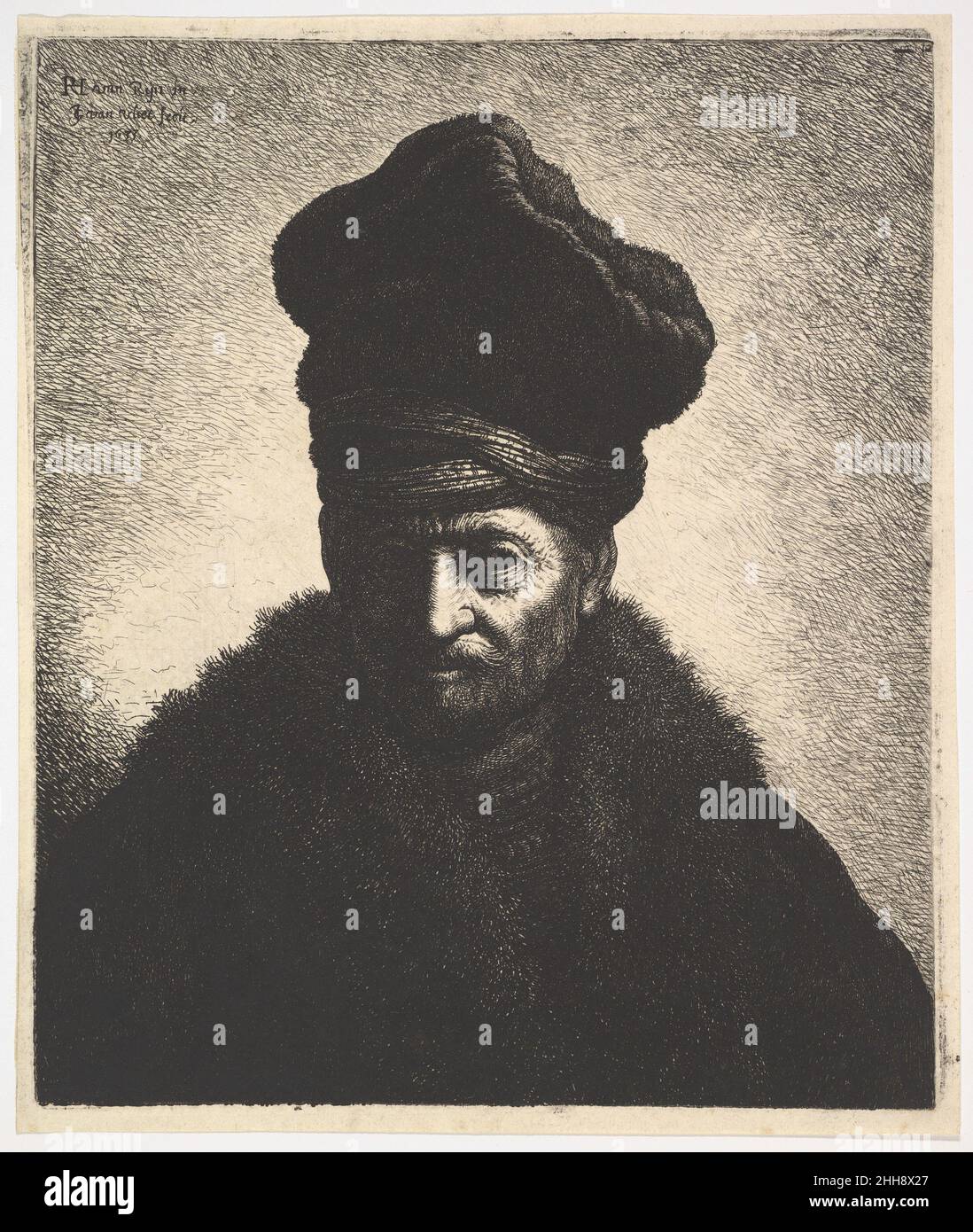 Ritratto di un uomo, dopo Rembrandt 1633 Jan Georg (Joris) van Vliet olandese. Ritratto di un uomo, dopo Rembrandt 398941 Foto Stock