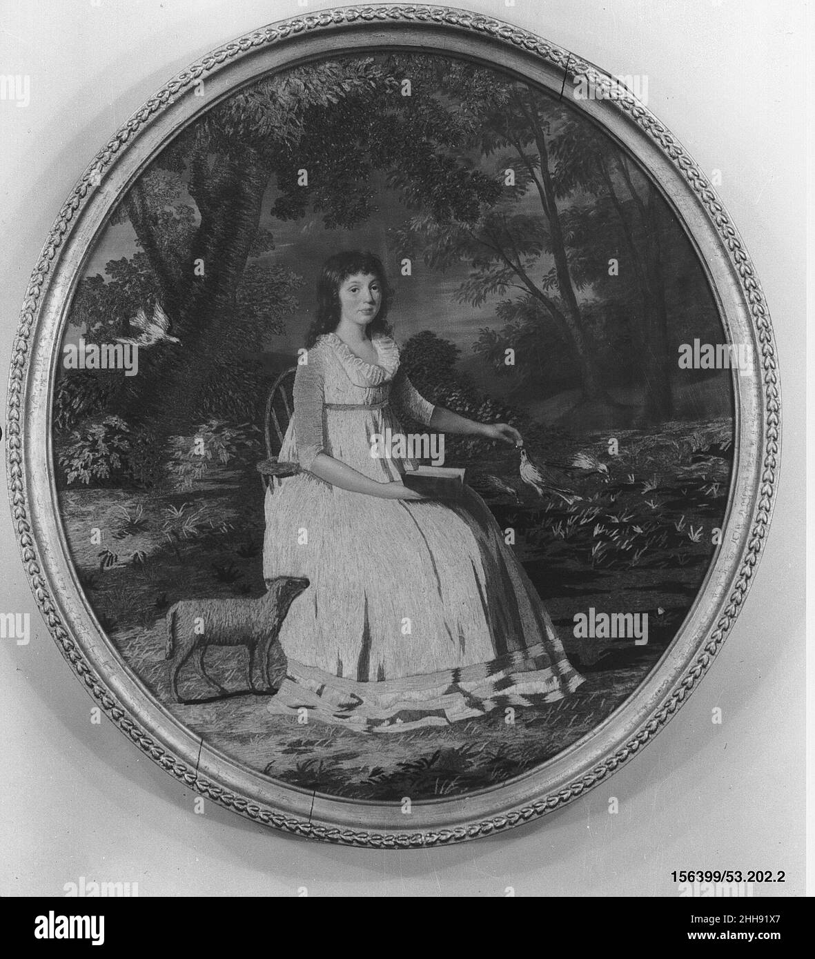 Immagine ricamata fine 18th o inizio 19th secolo britannico. Immagine ricamata. British. Fine 18th o inizio 19th secolo. Seta, ciniglia, vernice su lino (?). Tessuti ricamati Foto Stock