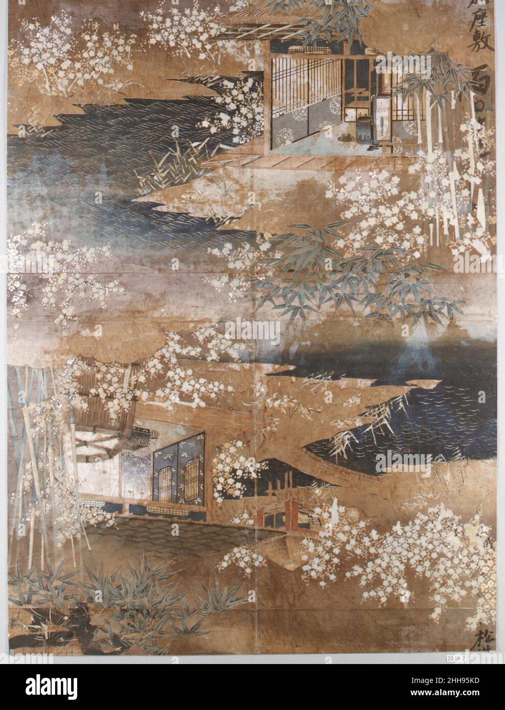 Design tessile per stencil 17th secolo Giappone. Disegno tessile per stencil 68422 Foto Stock