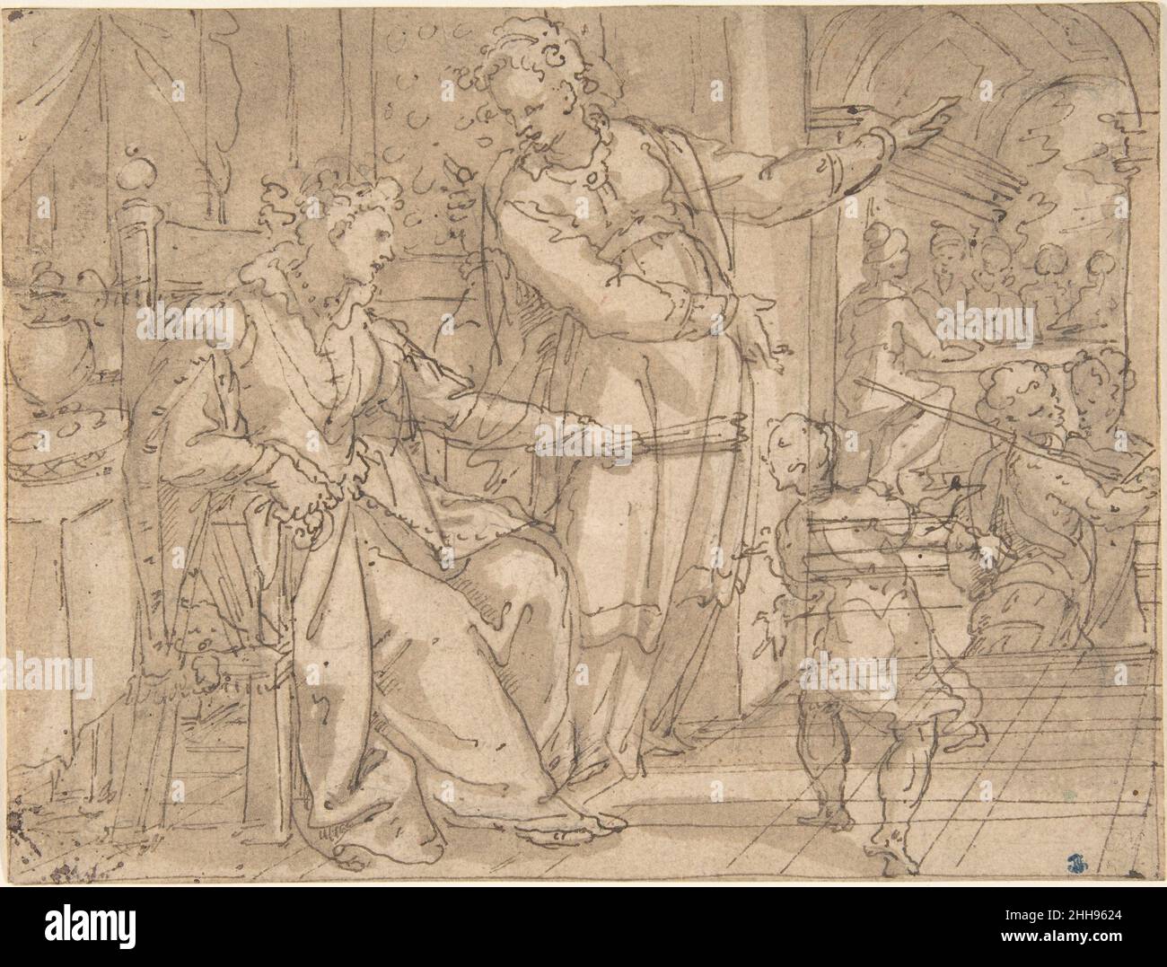 Due donne che parlano alla fine del 16th–inizio del 17th secolo Hans Weiner tedesco. Due donne che parlano 362487 Foto Stock