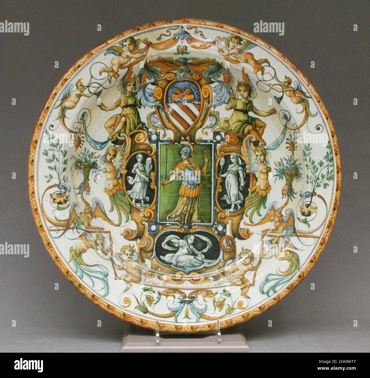 Piastra ca. 1600 laboratorio della famiglia Patanazzi. Piastra. Italiano, Urbino. Ca. 1600. Maiolica (terracotta stagnata). Ceramica-ceramica Foto Stock