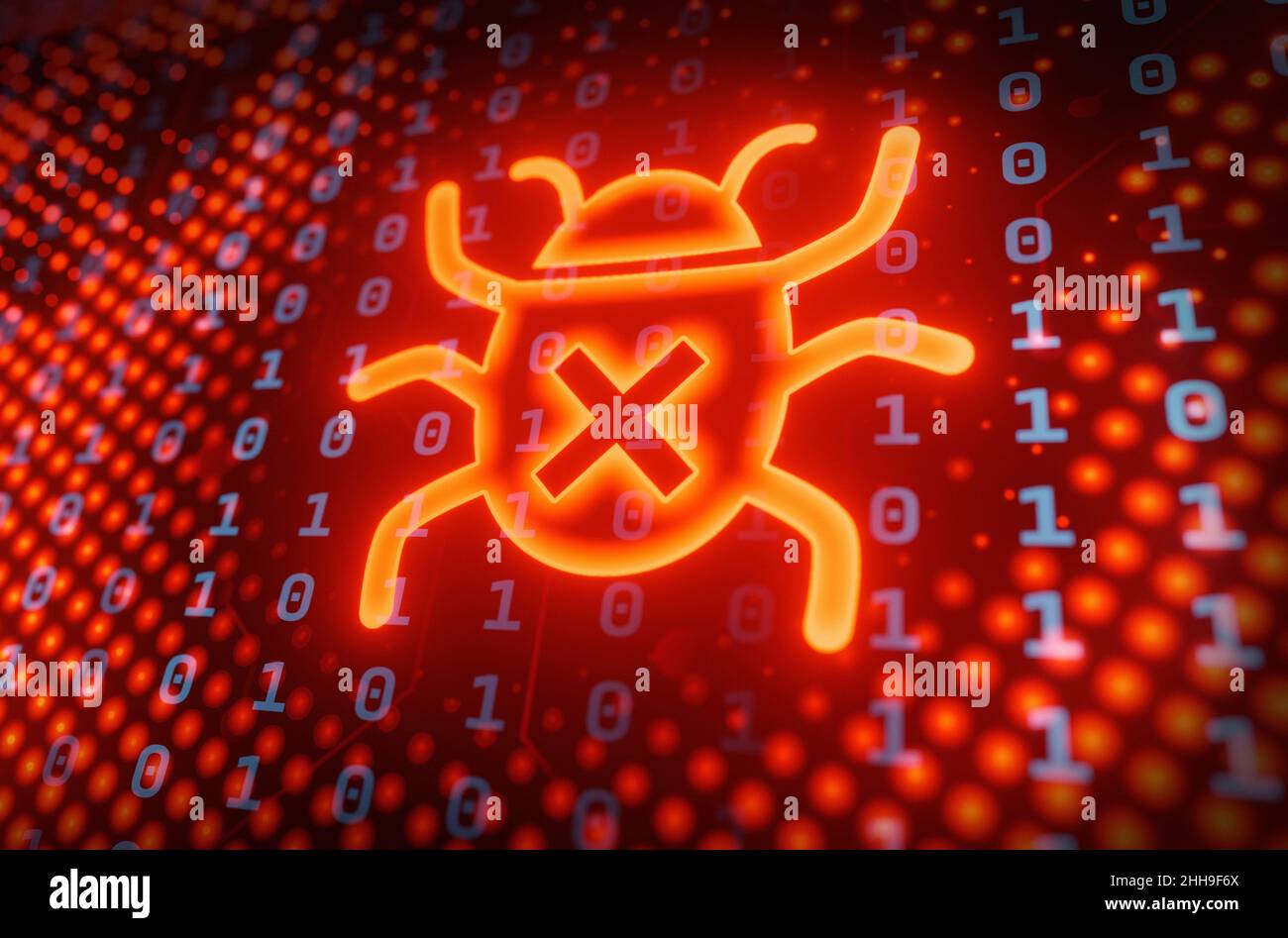 Pulsante Elimina per eliminare i dati concetto di attacco da virus, tono rosso. Foto Stock