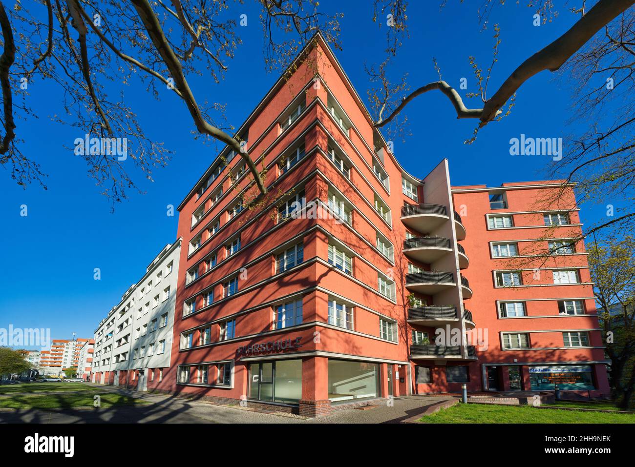 Berlin-Wedding, Gartenstadt Atlantic, Wohnsiedlung im Stil der Neuen Sachlichkeit von Rudolf Fränkel, 1926-1929. Bellermannstr., Foto Stock