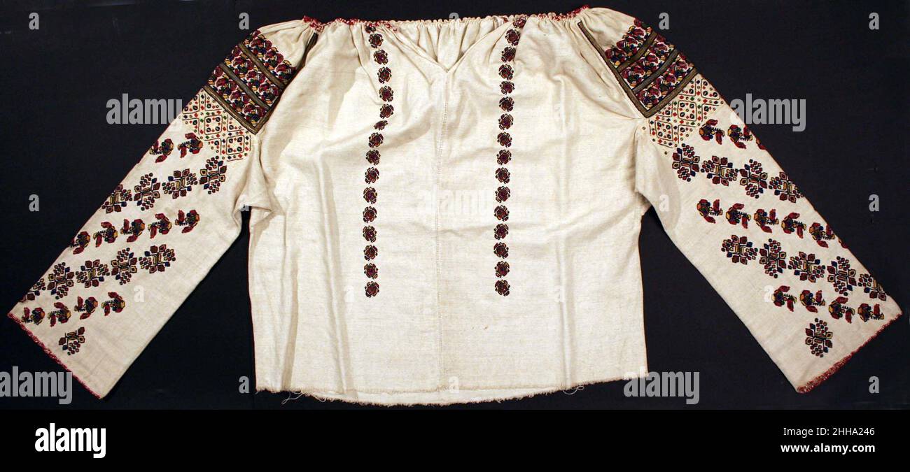 Blouse inizio 19th secolo rumeno. Blusa. Rumeno. Inizio 19th secolo. Cotone Foto Stock