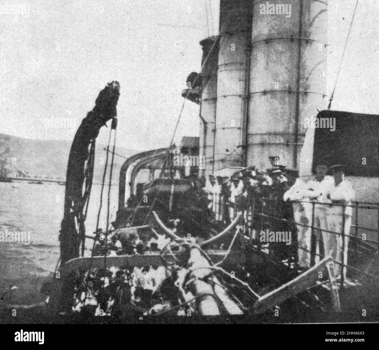 SMS DRESDA a Valparaiso, Cile, 13. Novembre 1914. Blickrichtung Backbord Richtung Bug. Foto Stock