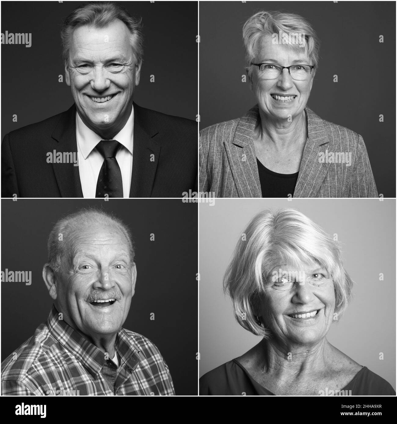 Bella gente felice più anziana di fronte ad uno sfondo Foto Stock