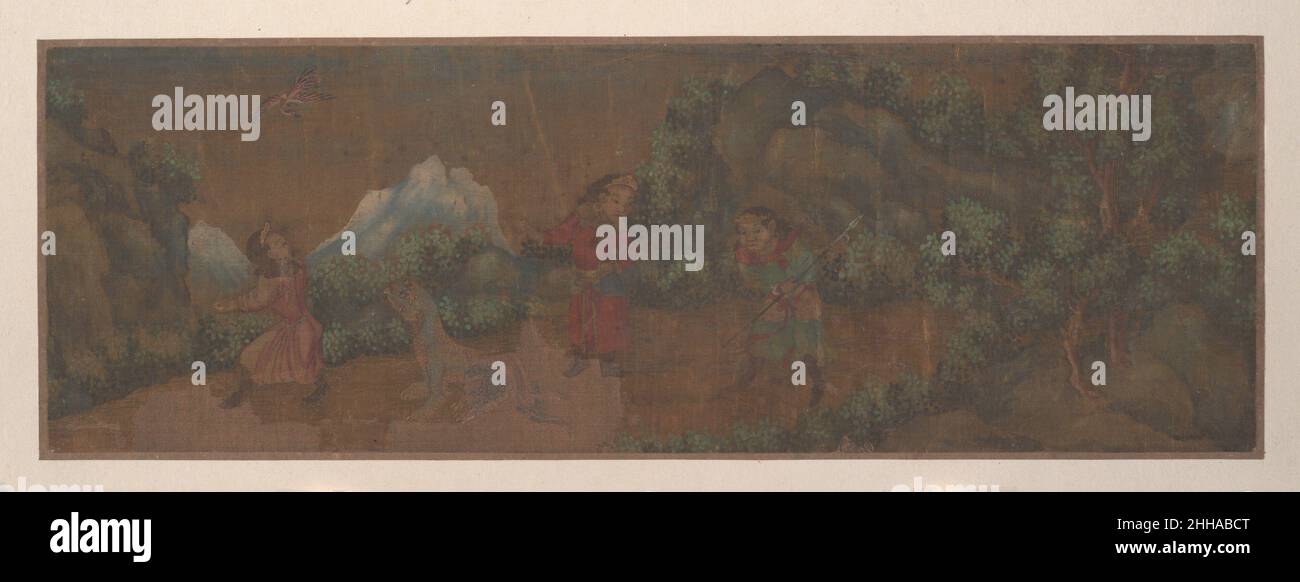 Pittura di paesaggio di Figura in Woodland impostazione artista non identificato. Pittura di paesaggio di figura in impostazione di bosco 53579 Foto Stock