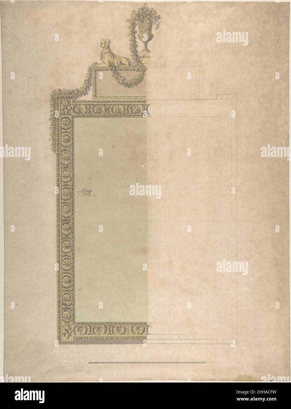 Design per un Pier-glass per Adderbury House, Oxfordshire, per il Duca di Buccleuch ca. 1768 Sir William Chambers British, nato Svezia. Design per un Pier-glass per Adderbury House, Oxfordshire, per il Duca di Buccleuch 362934 Foto Stock