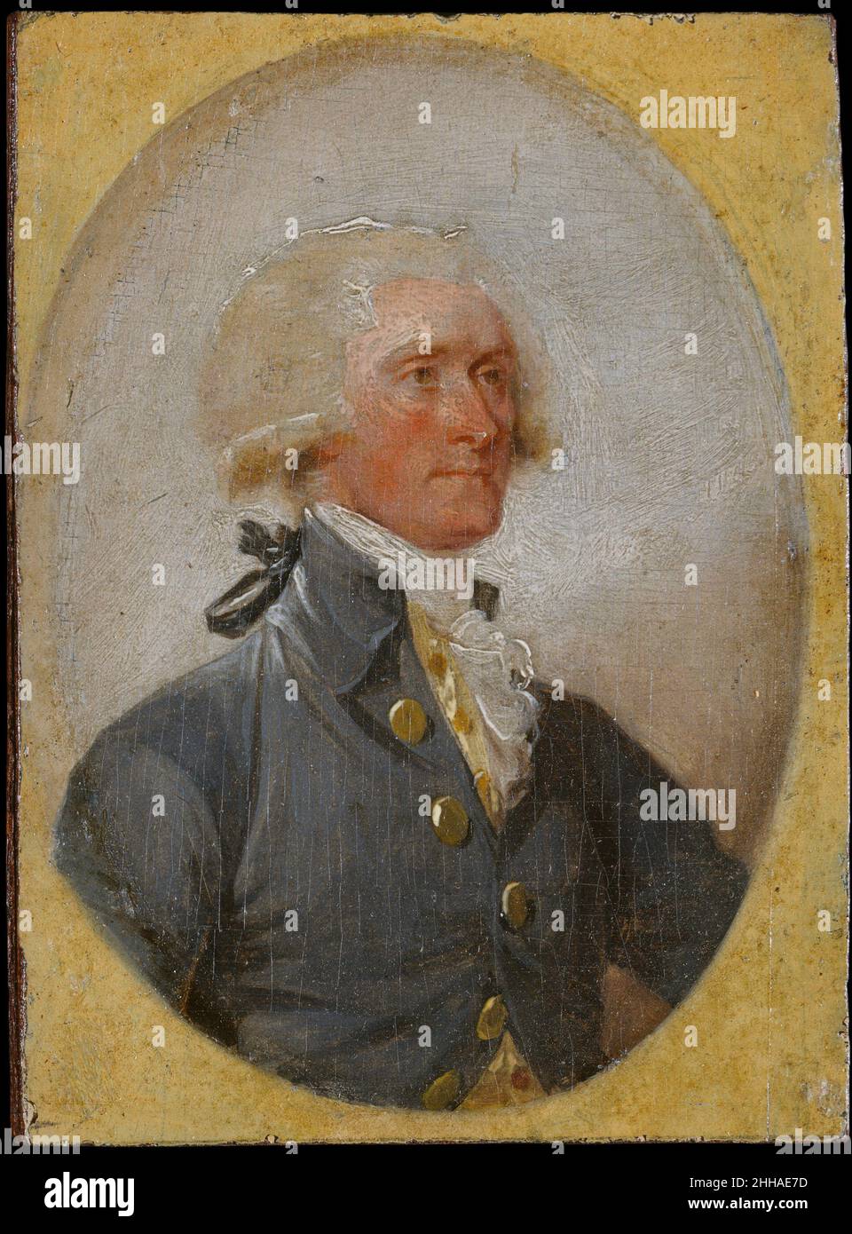 Thomas Jefferson 1788 John Trumbull American il Trumbull, nato nel Connecticut, è diventato il cronista leader dell’indipendenza degli Stati Uniti negli anni successivi alla Rivoluzione americana. A partire dal 1789, ha viaggiato per cinque anni lungo la costa orientale prendendo 'testa' dalla vita, principalmente di statisti e ufficiali militari, come Thomas Jefferson e Thomas Mifflin, qui esposti, oltre a Giuseppe Ceracchi, un noto scultore italiano in visita a Filadelfia in cerca di commissioni pubbliche. Come studi preparatori per i molti dipinti di storia di Trumbull, il Foto Stock