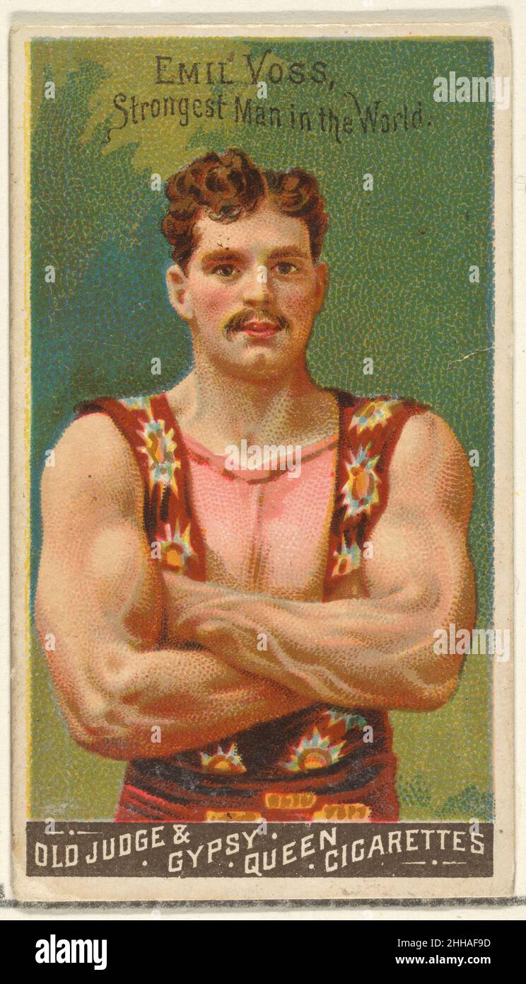 Emil Voss, Strongest Man in the World, della serie Goodwin Champion per le sigarette Old Judge e Gypsy Queen 1888 emessa da Goodwin & Company la serie Goodwin Champions di carte commerciali (N162), è stata emessa da Goodwin & Company nel 1888 per promuovere le sigarette Old Judge e Gypsy Queen. La serie di 50 carte raffigura atleti in varie discipline. Il Metropolitan Museum of Art possiede tutte le 50 carte della serie. Emil Voss, il più forte uomo nel mondo, dalla serie Goodwin Champion per Old Judge e Gypsy Queen sigarette 400486 Foto Stock Emil Voss, Strongest Man in the World, della serie Goodwin Champion per le sigarette Old Judge e Gypsy Queen 1888 emessa da Goodwin & Company la serie Goodwin Champions di carte commerciali (N162), è stata emessa da Goodwin & Company nel 1888 per promuovere le sigarette Old Judge e Gypsy Queen. La serie di 50 carte raffigura atleti in varie discipline. Il Metropolitan Museum of Art possiede tutte le 50 carte della serie. Emil Voss, il più forte uomo nel mondo, dalla serie Goodwin Champion per Old Judge e Gypsy Queen sigarette 400486 Foto Stock