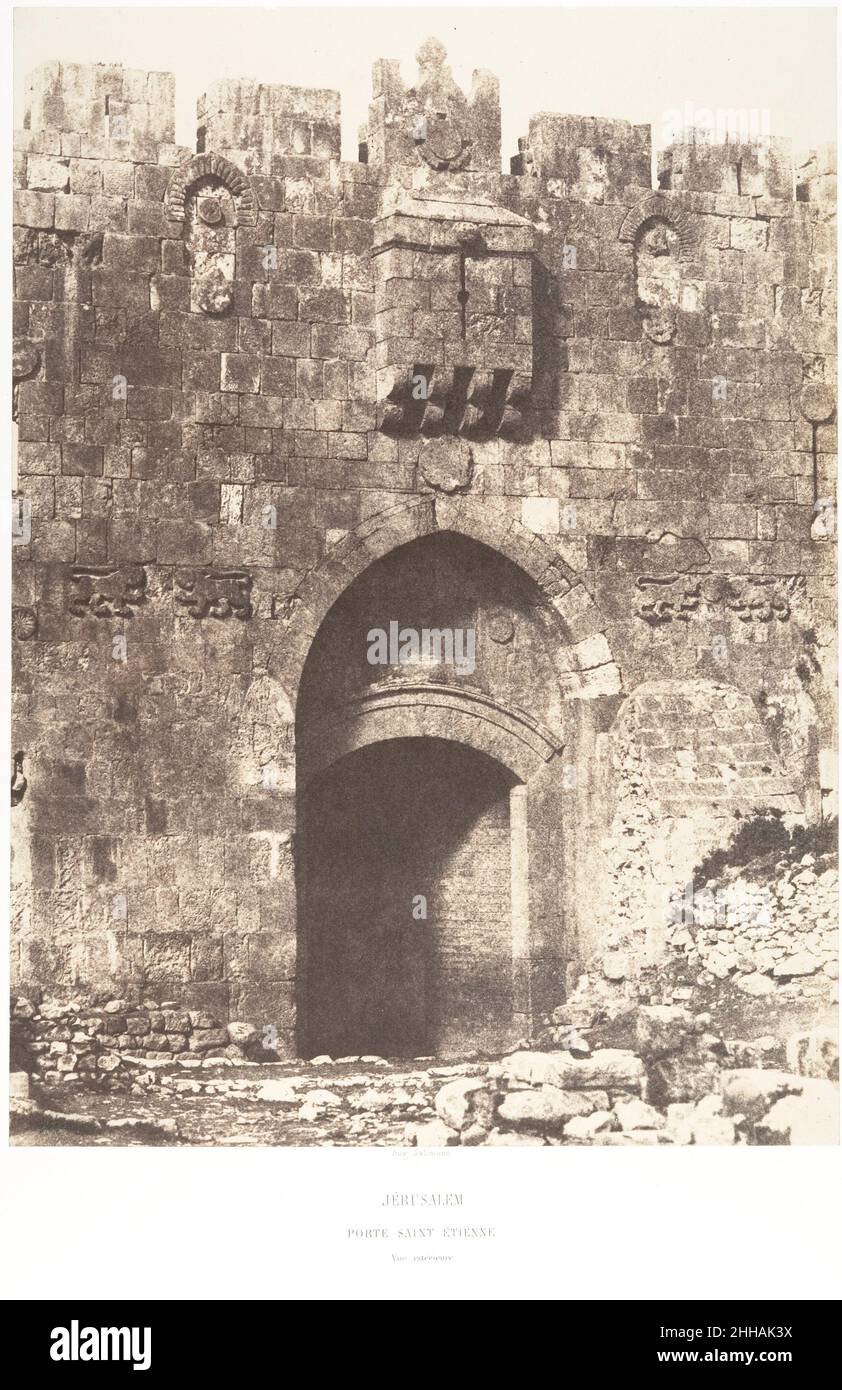 Jérusalem, Porte Saint-Étienne, Vue extérieure 1854 Auguste Salzmann Francese. Jérusalem, Porte Saint-Étienne, Vue extérieure 287034 Foto Stock