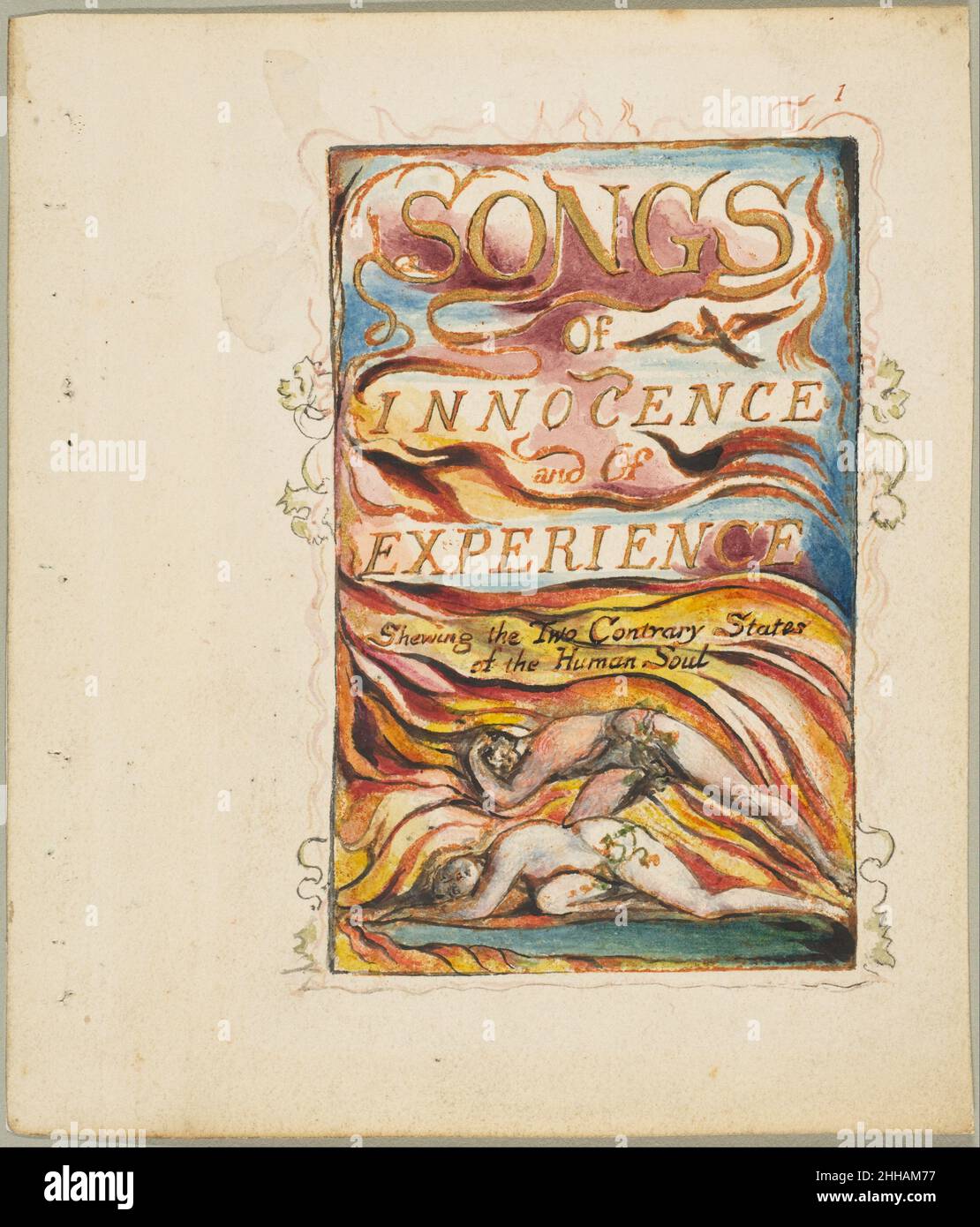 Canti di innocenza e di esperienza, che fanno risplere i due stati contrari dell'anima umana: Combined Title Page ca. 1825 William Blake inglese. Canti di innocenza e di esperienza, che fanno risplere i due stati contrari dell'anima umana: Combined Title Page 347832 Foto Stock