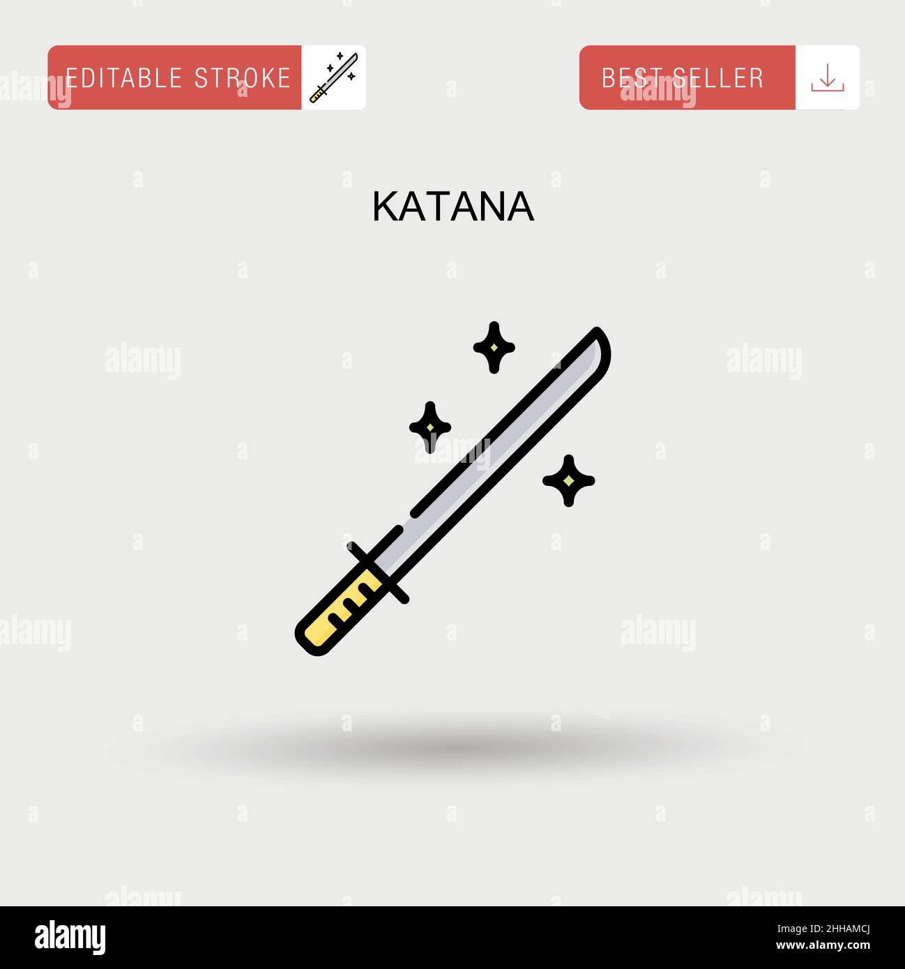 Katana semplice vettore icona. Illustrazione Vettoriale