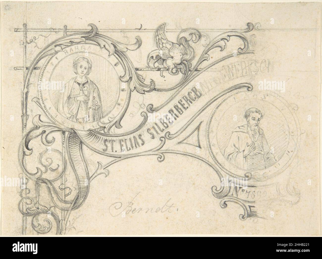 Design per biglietto o un invito 19th secolo Anonimo, tedesco, 19th secolo tedesco. Progettare un biglietto o un invito 335732 Foto Stock