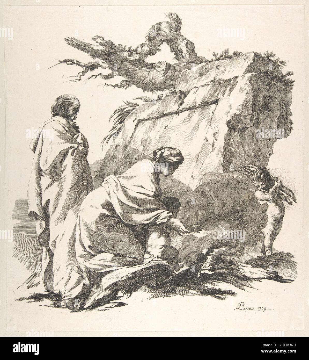 Volo in Egitto 1759 Jean-Baptiste Marie Pierre francese. Volo in Egitto 386167 Foto Stock