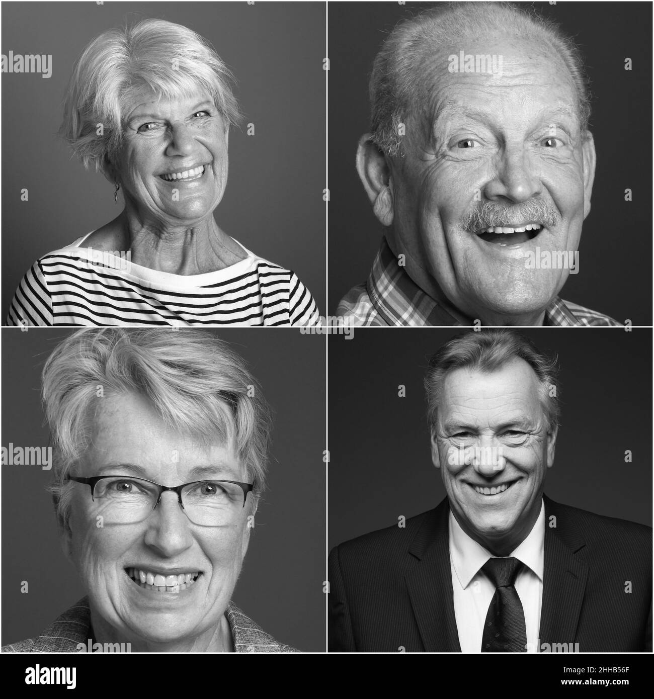 Bella gente felice più anziana di fronte ad uno sfondo Foto Stock