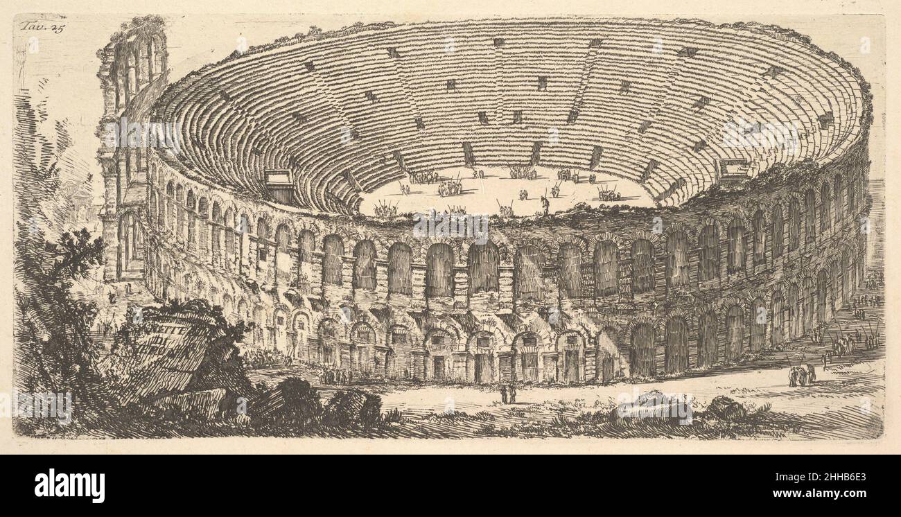 Targa 25: Anfiteatro di Verona ca. 1748 Giovanni Battista Piranesi italiano. Targa 25: Anfiteatro di Verona 365394 Foto Stock