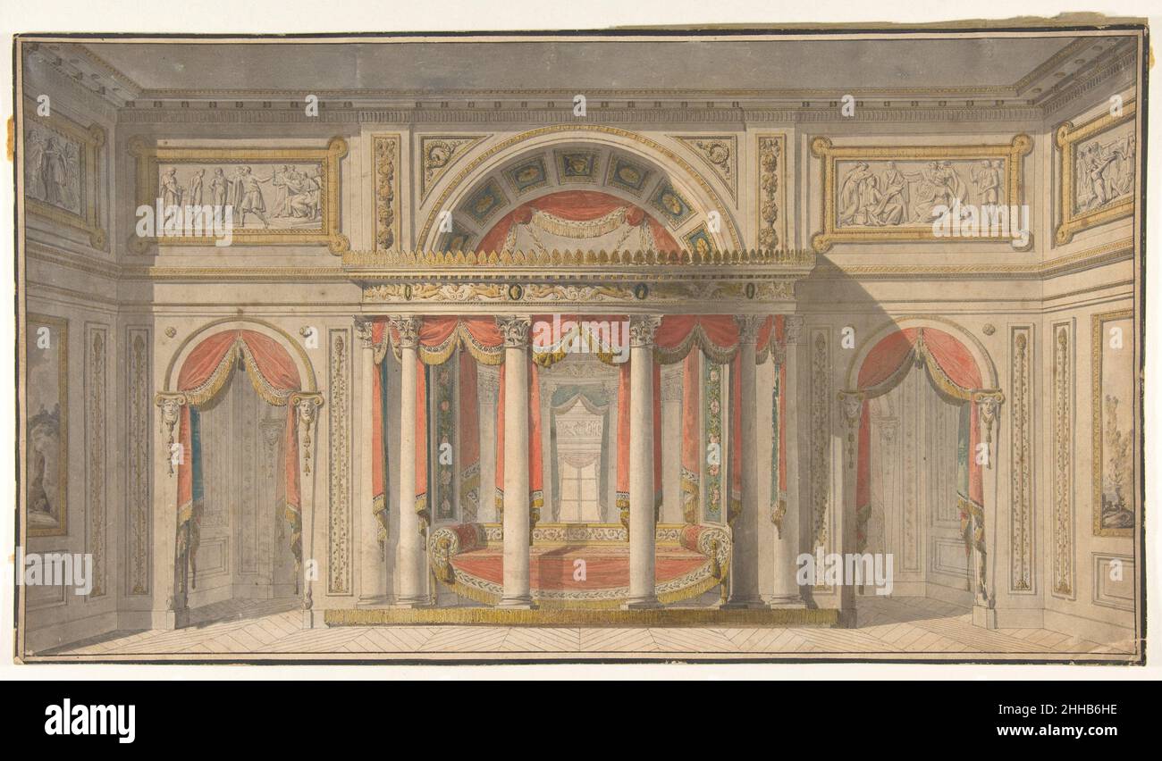 Design per una camera da letto 1785–1838 Scuola di Charles Percier Francese. Design per una camera da letto 387641 Foto Stock
