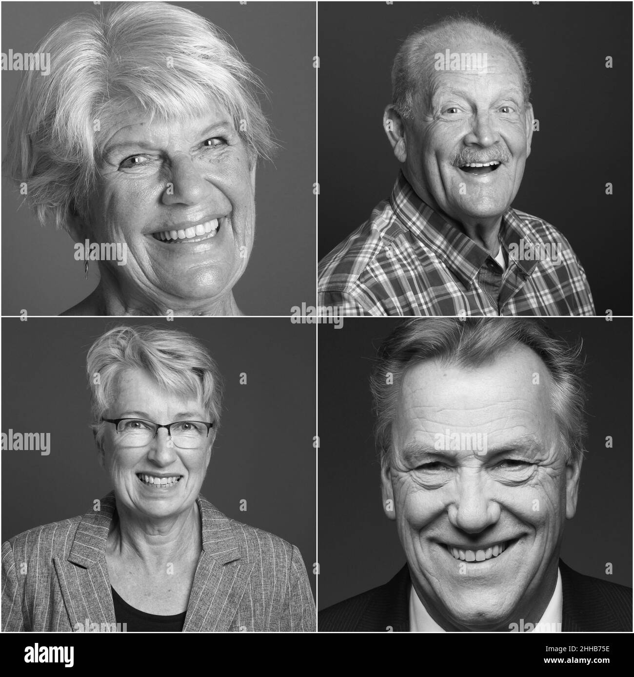 Bella gente felice più anziana di fronte ad uno sfondo Foto Stock