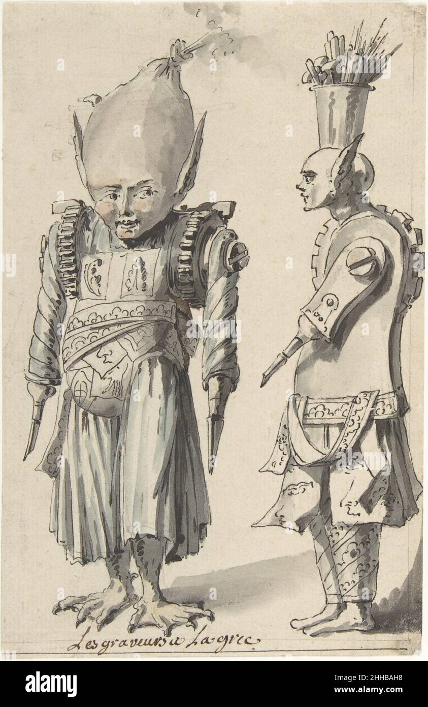 Caricatura di Engravers 'à la Grecque' Jean Charles Delafosse Francese. Caricatura di Engravers 'à la Grecque' 335914 Foto Stock